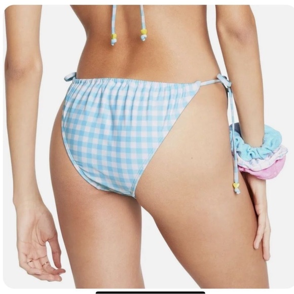 Stoney Clover Lane Bikini Bottom Blue Gingham String Swim Bottoms NWT Small - Picture 7 of 7